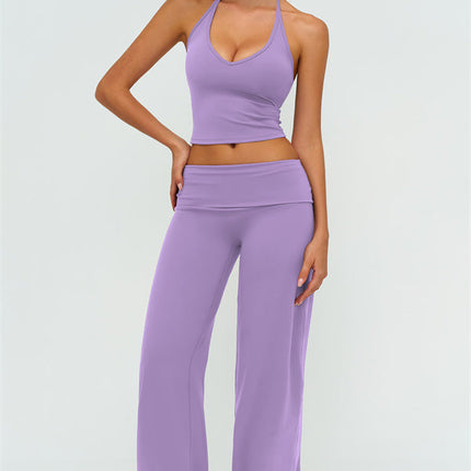 The Twirl Halter Tank Top Straight Leg Pants 2-Piece Set
