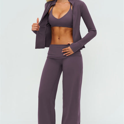 The Twirl Zip Jacket Sports Bra Straight Leg Pants 3-Piece Set