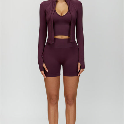 The Delight Jacket Sports Bra Shorts 3-Piece Set
