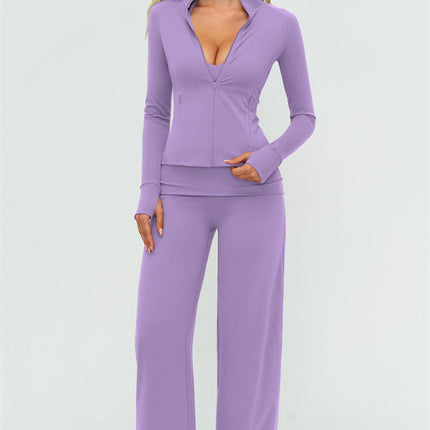 The Twirl Zip Jacket Halter Tank Top Leggings 3-Piece Set