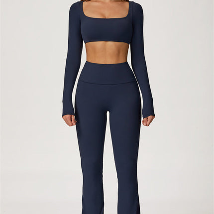 The Lily Belle Crop Top Flared Leggings 2-Piece Set