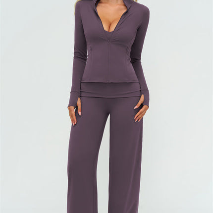 The Twirl Zip Jacket Straight Leg Pants 2-Piece Set