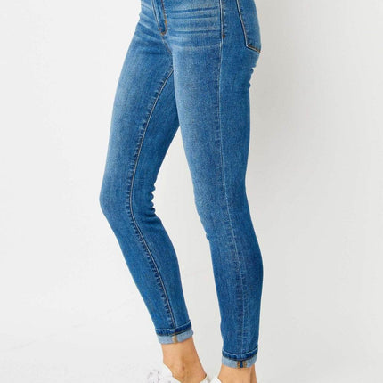 Judy Blue Full Size Cuffed Hem Low Waist Skinny Women Jeans