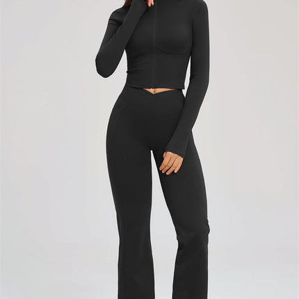 The Sizzle Zip Jacket Flared Leggings 2-Piece Set