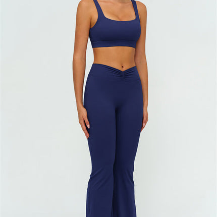 The Lushness V-Back Sports Bra Flared Leggings 2-Piece Set