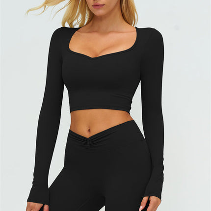 The Lushness Long Sleeve Crop Top Flared Leggings 2-Piece Set