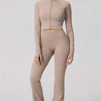 The Daze Zip Jacket Flared Leggings 2-Piece Set
