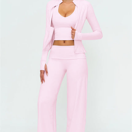The Twirl Zip Jacket Halter Tank Top Leggings 3-Piece Set