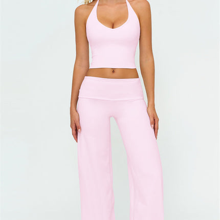 The Twirl Halter Tank Top Straight Leg Pants 2-Piece Set