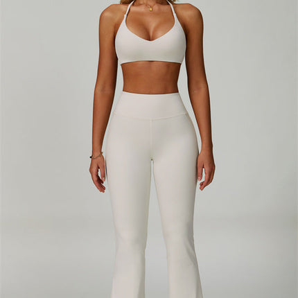 The Bold Cross Back Sports Bra Flared Leggings 2-Piece Set