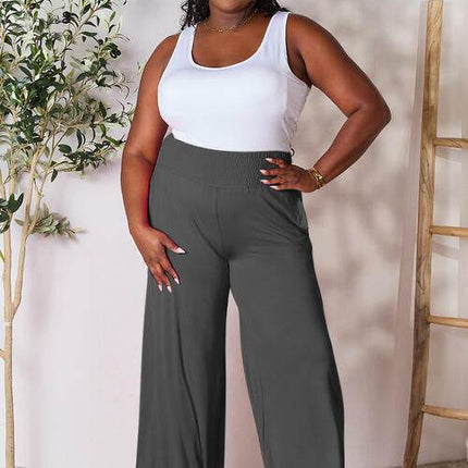 Basic Bae Full Size Smocked Wide Waistband Wide Leg Women Pants