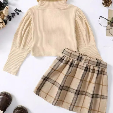 Turtleneck Long Sleeve Top and Skirt Set
