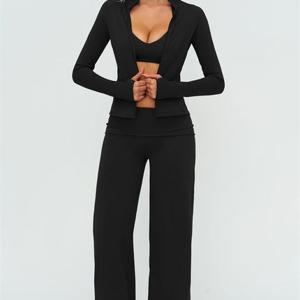 The Twirl Zip Jacket Sports Bra Straight Leg Pants 3-Piece Set