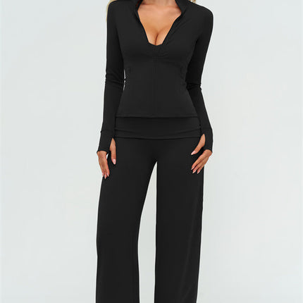 The Twirl Zip Jacket Straight Leg Pants 2-Piece Set