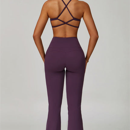 The Bold Cross Back Sports Bra Flared Leggings 2-Piece Set