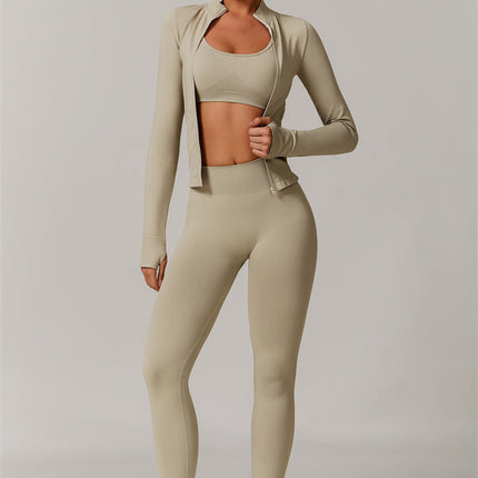 The Nova Luxe Jacket Sports Bra Leggings 3-Piece Set