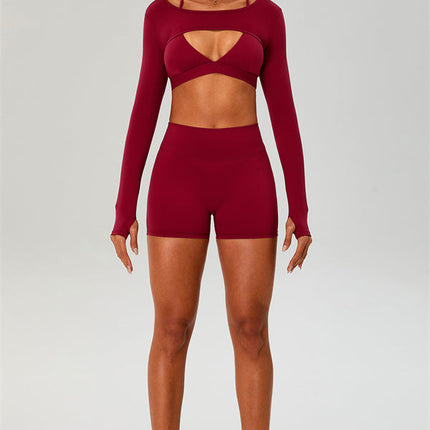 The Ember Sports Bra Crop Top Shorts 3-Piece Set