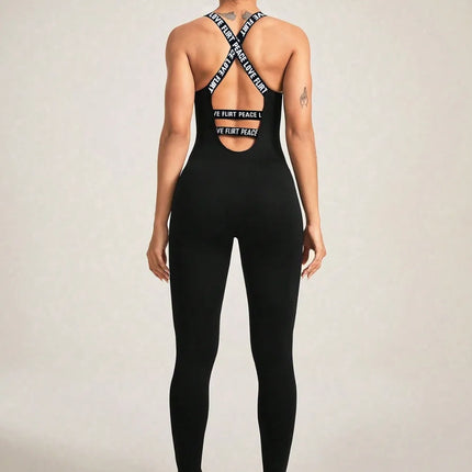 Crisscross Back Sleeveless Active Jumpsuit