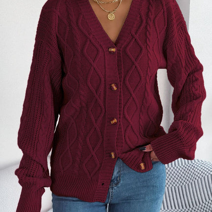 Cable-Knit Long Sleeve Women Cardigan