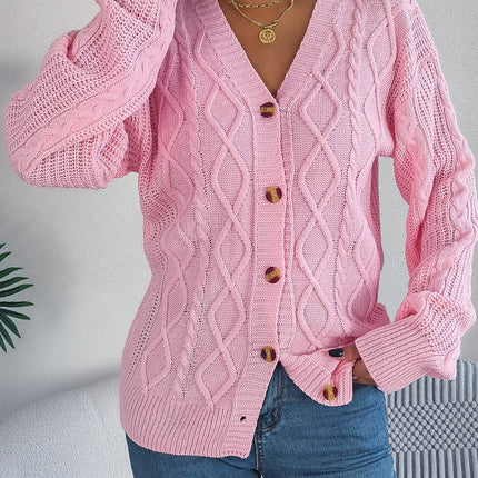 Cable-Knit Long Sleeve Women Cardigan