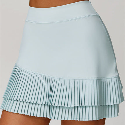 The Lavish Long Sleeve Cut-out Crop Top Tennis Skirt 2-Piece Set