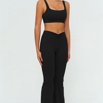 The Lushness V-Back Sports Bra Flared Leggings 2-Piece Set
