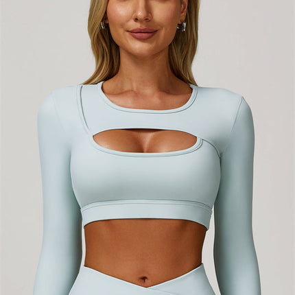 The Lavish Long Sleeve Cut-out Crop Top Leggings 2-Piece Set