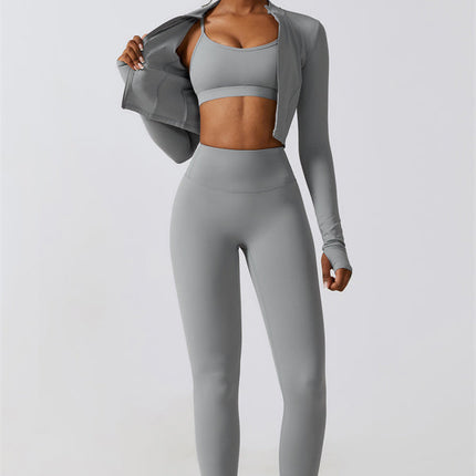 Juno Star Jacket Sports Bra Leggings 3-Piece Set