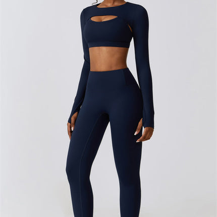 Juno Star Crop Top Sports Bra Leggings 3-Piece Set