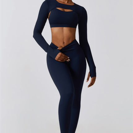 Juno Star Crop Top Sports Bra Leggings 3-Piece Set