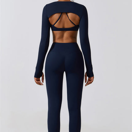 Juno Star Crop Top Sports Bra Leggings 3-Piece Set