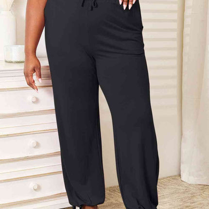 Basic Bae Full Size Soft Rayon Drawstring Women Waist Pants with Pockets