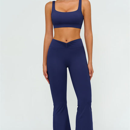 The Lushness V-Back Sports Bra Flared Leggings 2-Piece Set