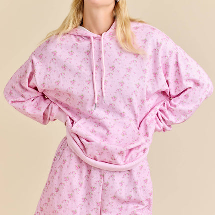 Floral Printed Hoodie And Short Set