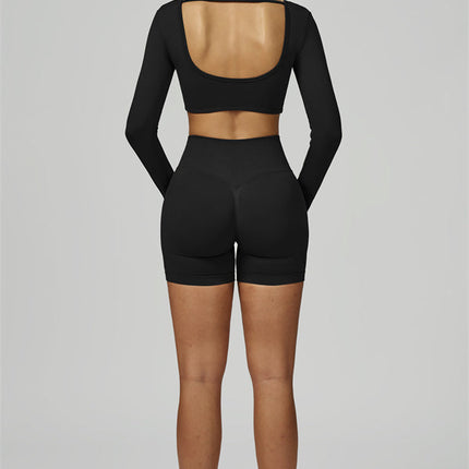 The Prime Long Sleeve Crop Top Shorts 2-Piece Set