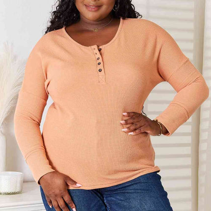 Basic Bae Half Button Long Sleeve Women Top
