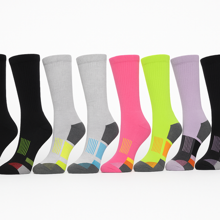 Athletic Long Socks 6 Pair Sizes 9-11 Gel Cushion, Compression 5-10 Women's