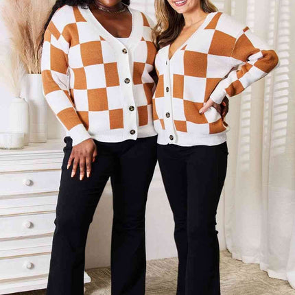 Double Take Button-Up V-Neck Dropped Shoulder Women Cardigan