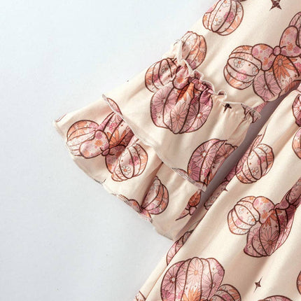 Floral Pumpkin Print Girl Dress