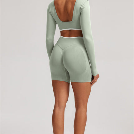 The Elevate Long Sleeve Crop top Shorts 2-Piece Set
