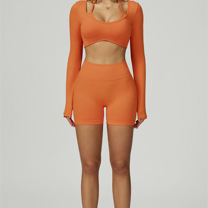The Prime Long Sleeve Crop Top Shorts 2-Piece Set