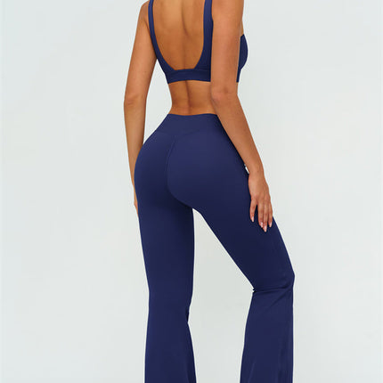 The Lushness V-Back Sports Bra Flared Leggings 2-Piece Set