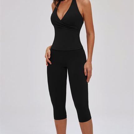 The Twirl Halter Tank Top Capri Leggings 2-Piece Set