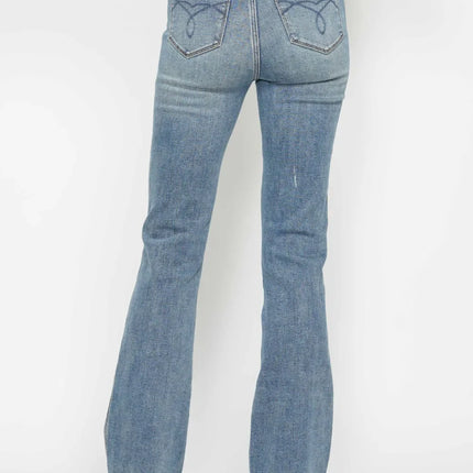 Judy Blue Full Size Tummy Control Back Embroidered Pocket Bootcut Women Jeans Plus Size