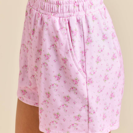 Floral Printed Hoodie And Short Set
