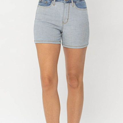Judy Blue Full Size Color Block Denim Women Shorts