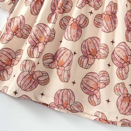 Floral Pumpkin Print Girl Dress
