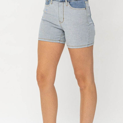 Judy Blue Full Size Color Block Denim Women Shorts