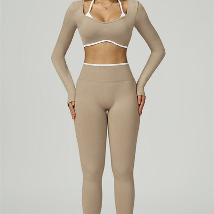 The Prime Line Long Sleeve Crop Top Leggings 2-Piece Set