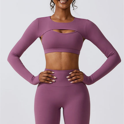 Juno Star Crop Top Sports Bra Leggings 3-Piece Set